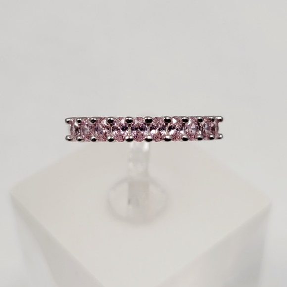 Sterling Silver Pink Stack Ring - Picture 5 of 13